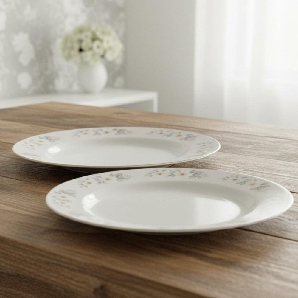 Snowflower by China Salad Plates, Set of 2, Vintage Multicolor Floral Porcelain